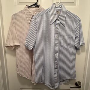 Pair of Vintage Striped Blue and Pink Men's Shirts